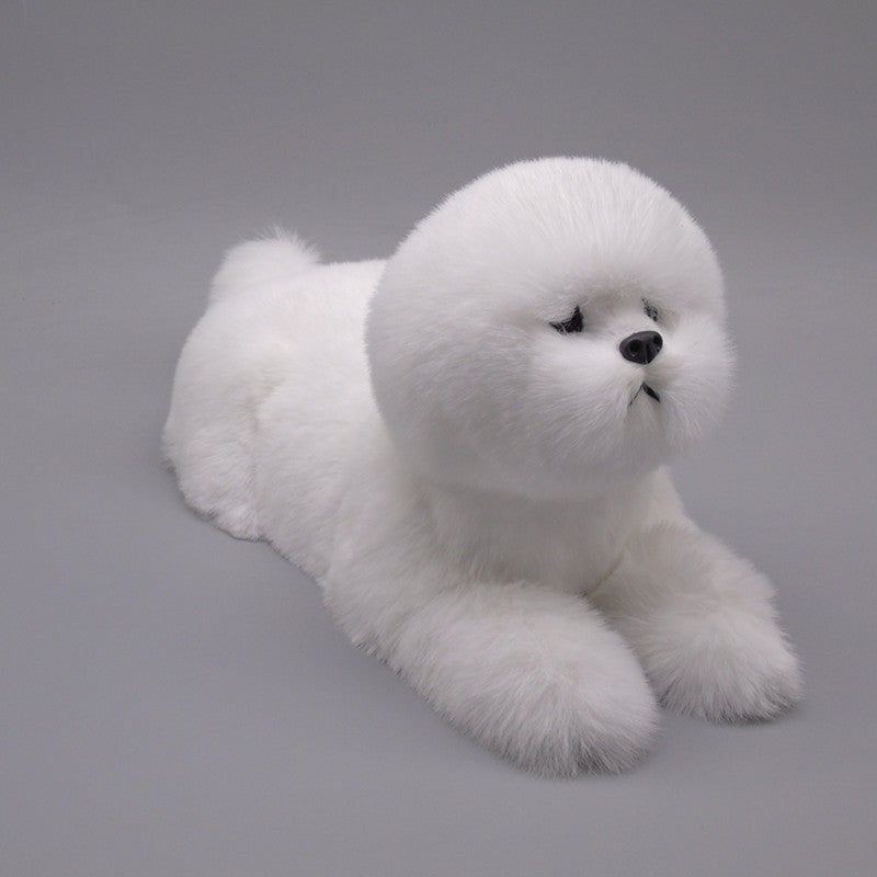 Realistic Plush Bichon Frise Dog Model | Lifelike Home Décor Decorative Dog Figurine Oasis Select