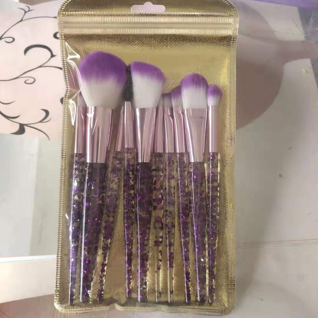 10-Piece Makeup Brush Set – Blend, Contour & Highlight Makeup Brush Set Oasis Select Purple gold bag