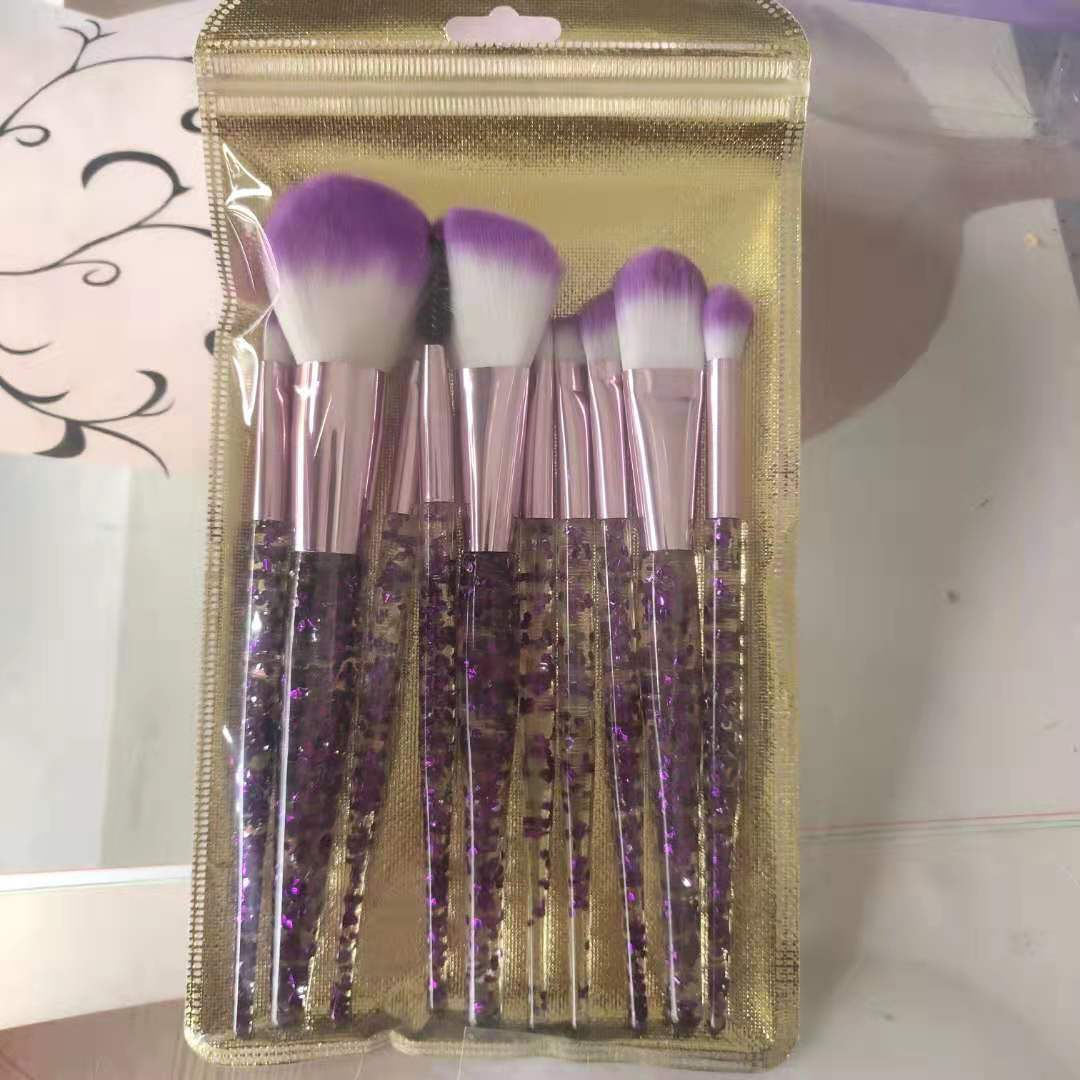 10-Piece Makeup Brush Set – Blend, Contour & Highlight Makeup Brush Set Oasis Select Purple gold bag