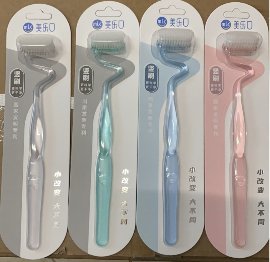 MLK S-Shape Soft Bristle Toothbrush for Adults Manual Toothbrush Oasis Select Transparent color (single pack)