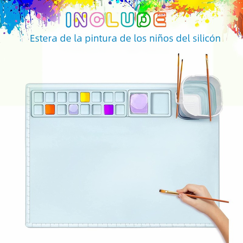 Silicone Drawing Mat for Kids with Palette & Brushes Kids Art Mat Oasis Select
