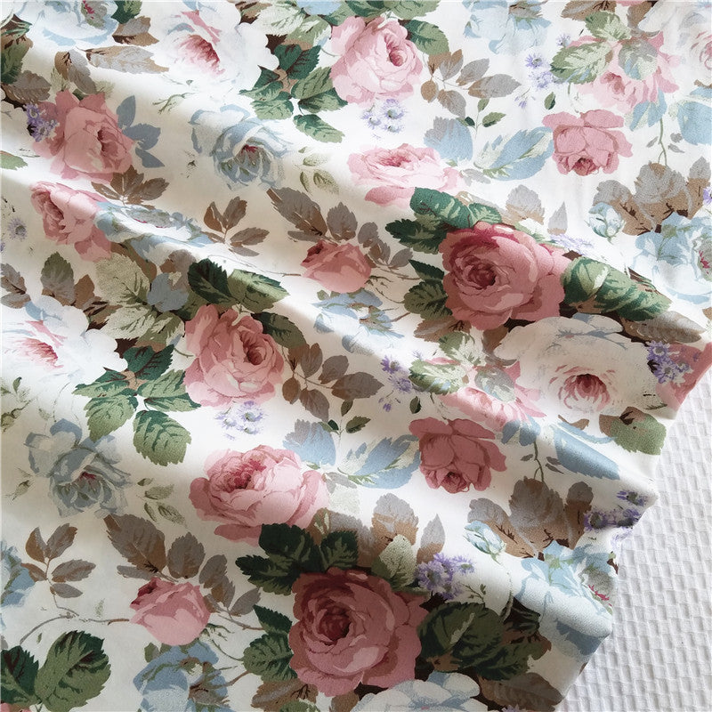 Pastoral Floral Twill Cotton Fabric – 1.6m Wide | DIY Sewing Cotton Craft Fabric Oasis Select flower 1 / 1 meter