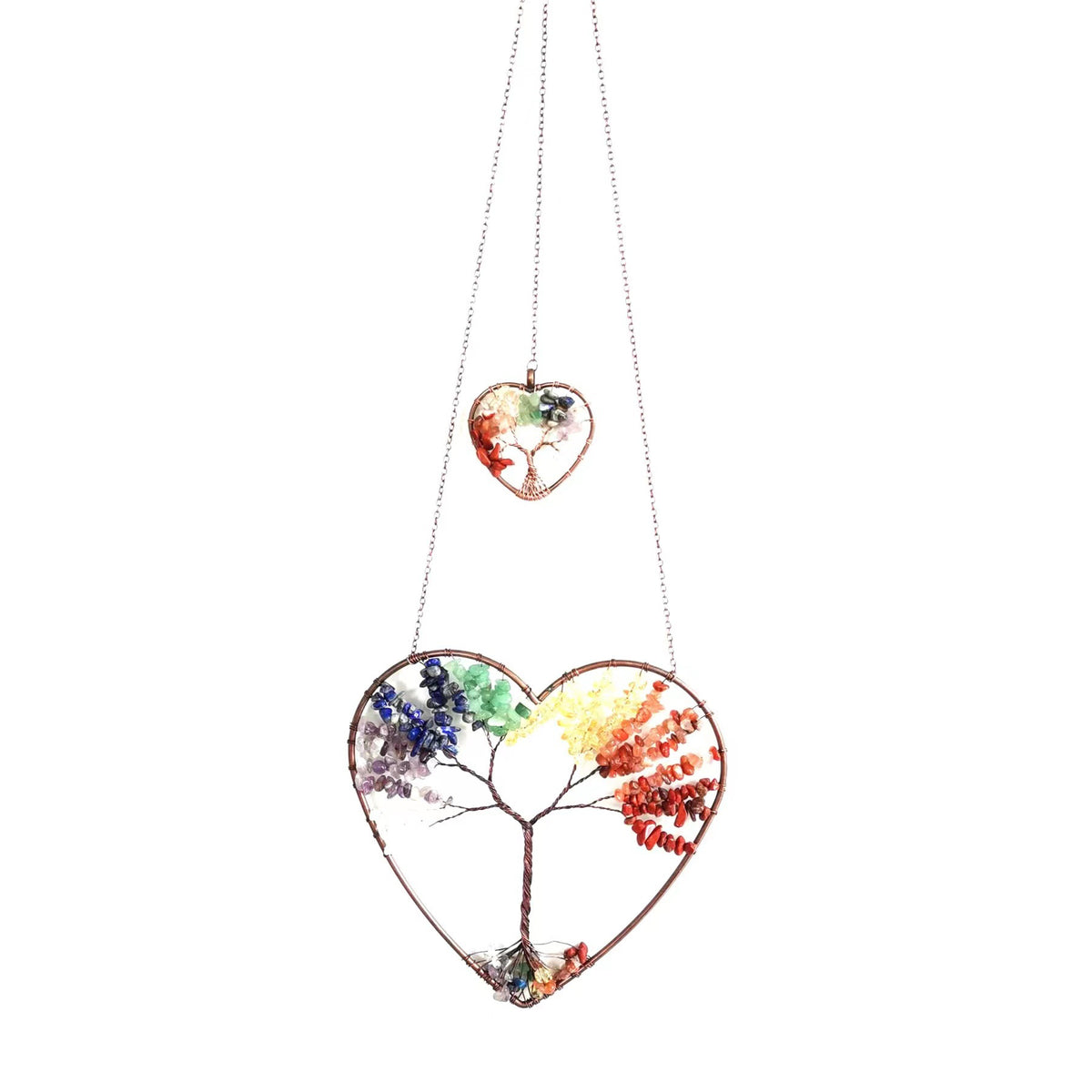 Natural Crystal Heart Tree of Life Dreamcatcher Pendant Crystal Wall Hanging Oasis Select