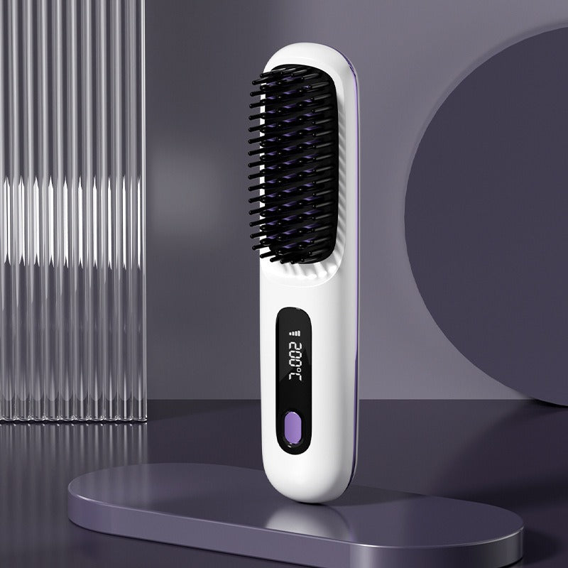 GoBrush PRO Cordless Straightening Brush | Travel Hair Tool Cordless Hair Brush Oasis Select LCD White English Standard