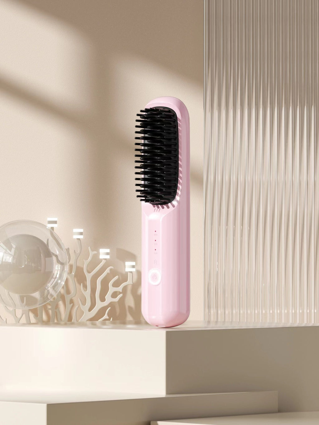 GoBrush PRO Cordless Straightening Brush | Travel Hair Tool Cordless Hair Brush Oasis Select Pink Standard