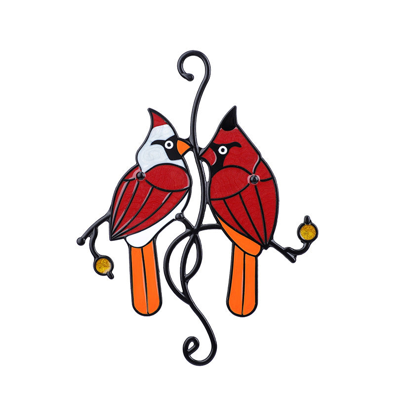 Colorful Metal Bird Pendant Ornament | Home Decor Gift Decorative Bird Ornament Oasis Select Two Red Birds