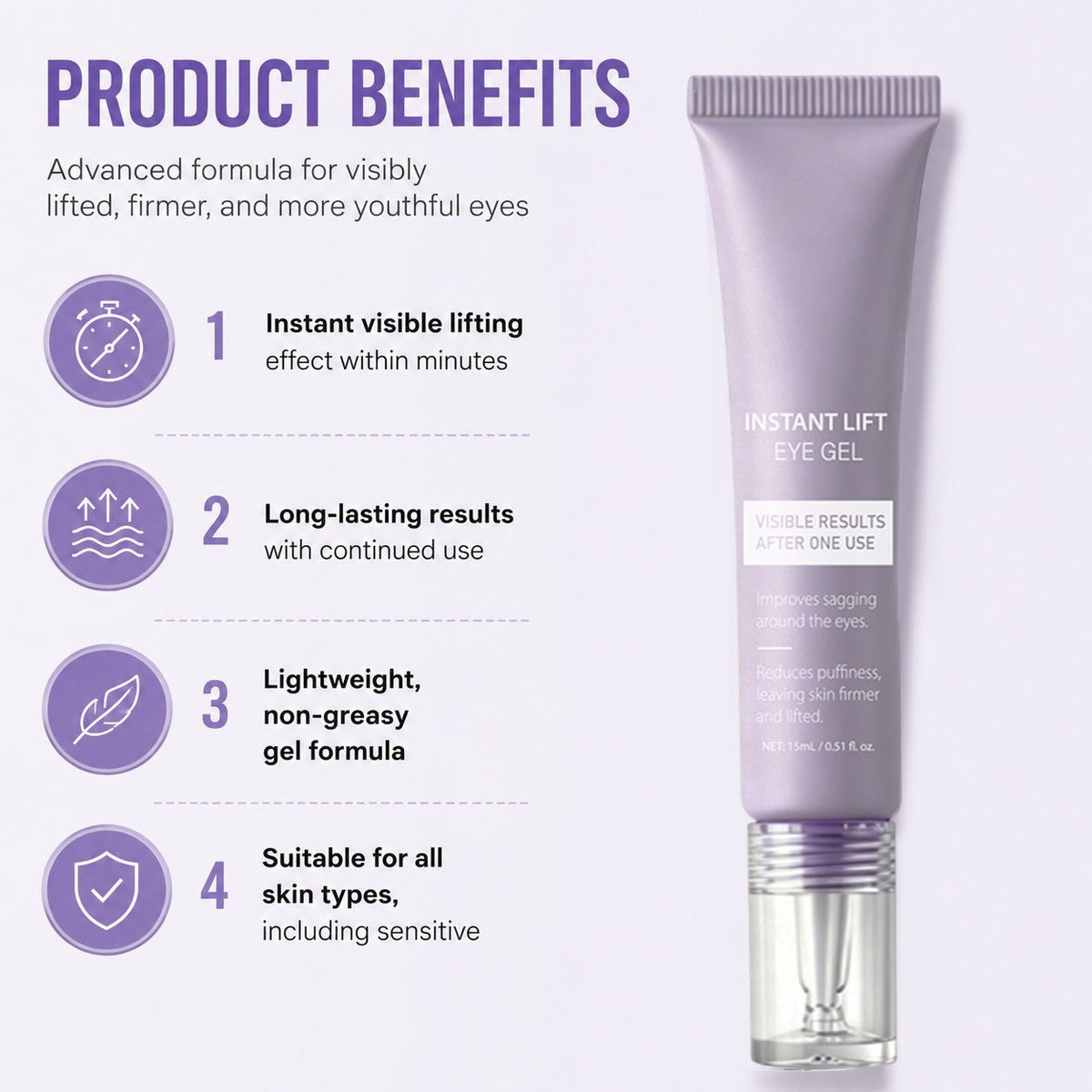 Instant Lifting Eye Cream Gel 15ml – Brighten & Firm Eye Cream Gel Oasis Select