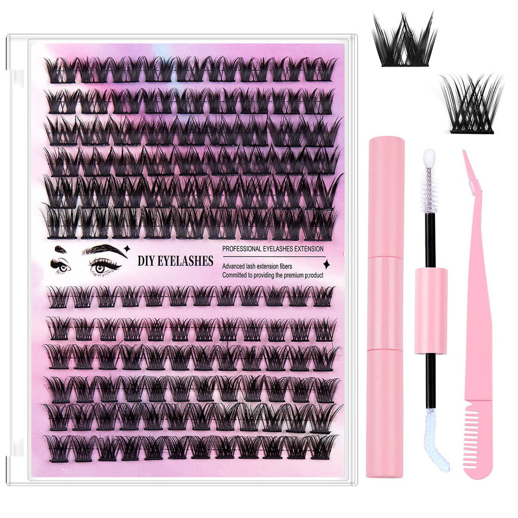 Segmented Fishtail False Eyelashes DIY Lash Kit | Oasis Select False Eyelash Kit Oasis Select Pink Double-headed Glue Tweezers Style5