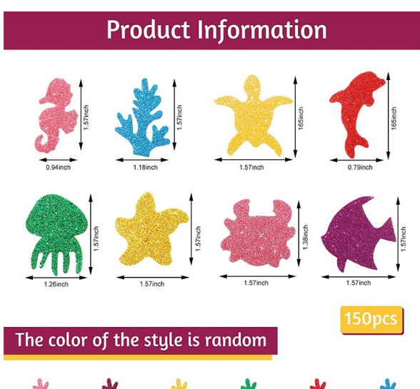 DIY Ocean Animal Glitter Foam Stickers for Kids – 6 Colors Kids Craft Stickers Oasis Select