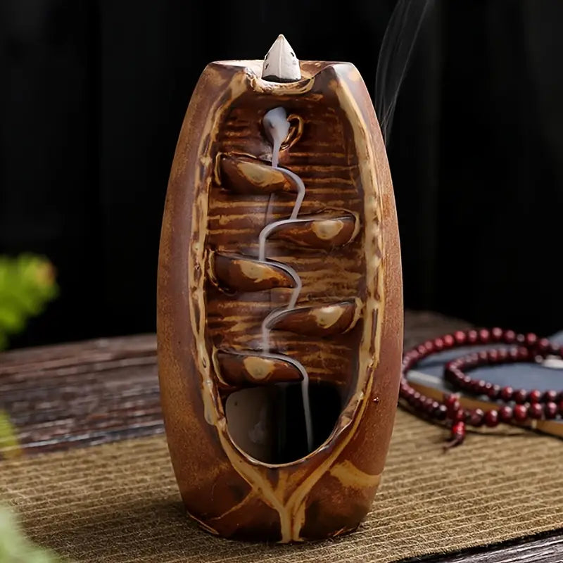 Ceramic Backflow Incense Burner | Waterfall Effect Home Decor Incense Burner Oasis Select