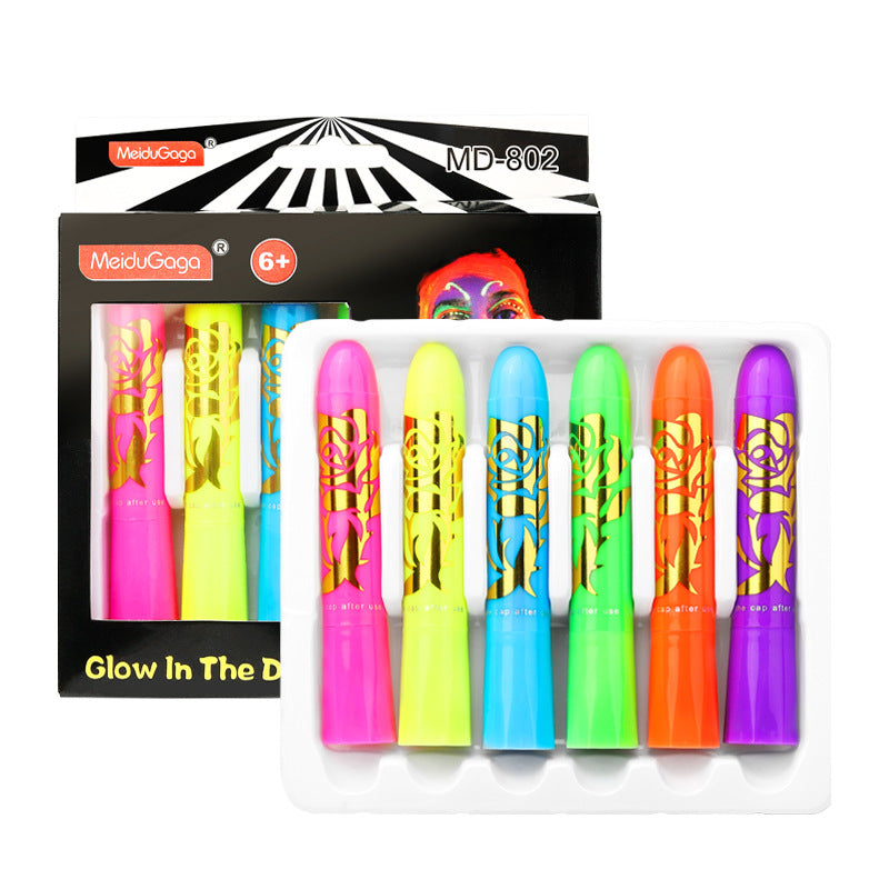 Glow-in-the-Dark Face Paint Crayon Set – 6 or 12 Colors Face Paint Crayon Set Oasis Select 6 colors