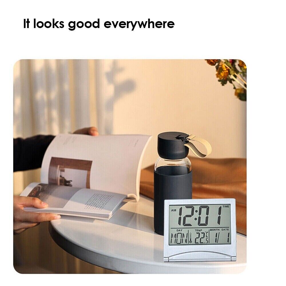 Digital Travel Alarm Clock Foldable LCD Temperature Display Digital Alarm Clock Oasis Select