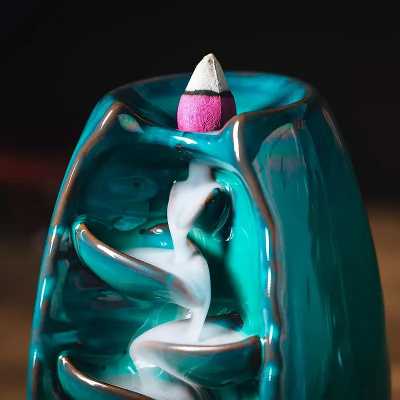 Ceramic Backflow Incense Burner | Waterfall Effect Home Decor Incense Burner Oasis Select