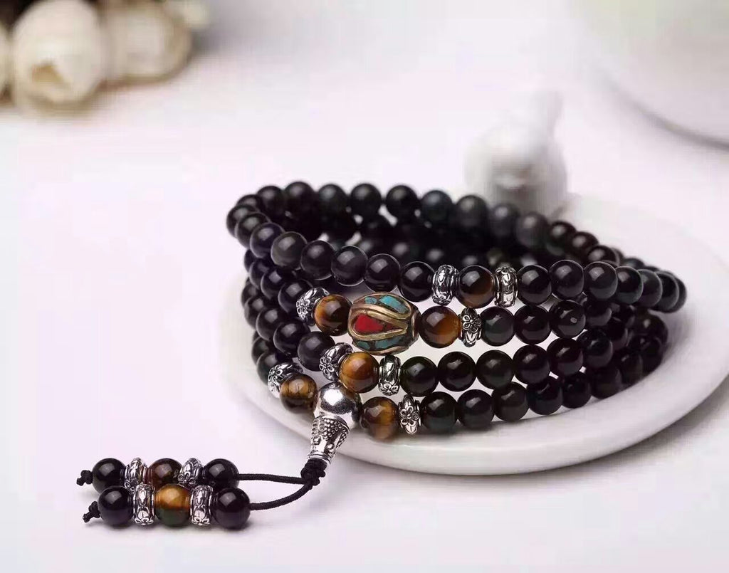Black Agate Couple & Prayer Bead Bracelet | Oasis Select Beaded Bracelet Set Oasis Select Black 8mm