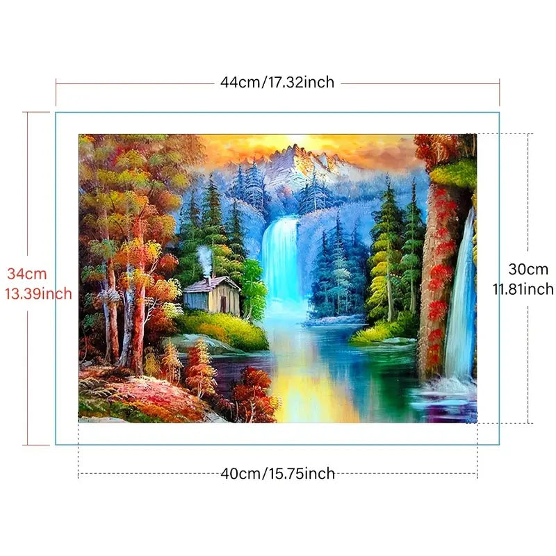 5D Diamond Painting Kit – DIY Waterfall Landscape Art Set Diamond Painting Kit Oasis Select