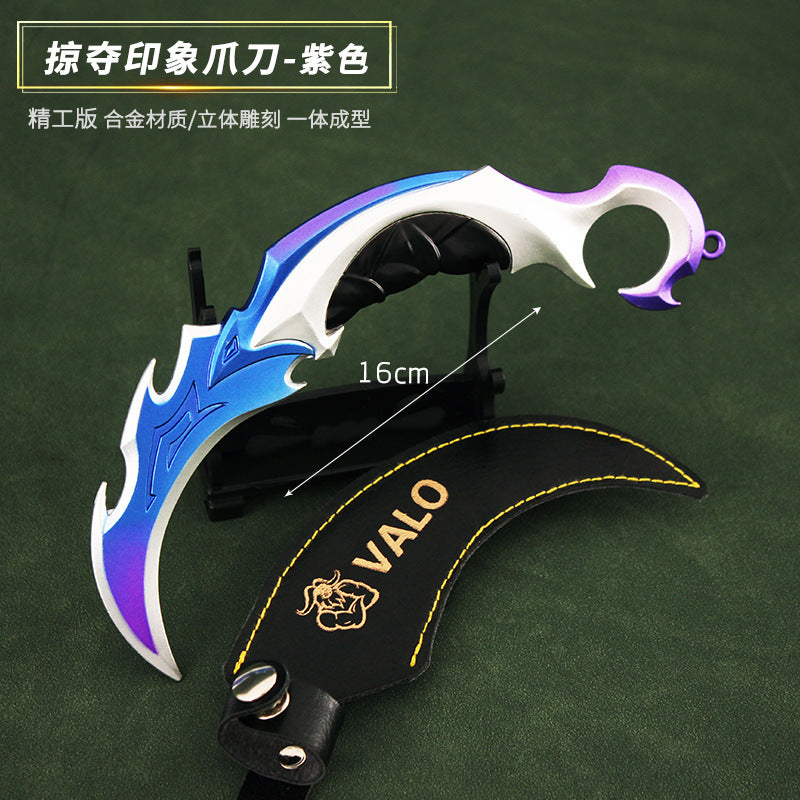 Valorant Shadow Reaper Dagger Metal Model 16cm | Collectible Gaming Collectible Model Oasis Select 16cm plundering impression claw knife-purple with leather WL / WL