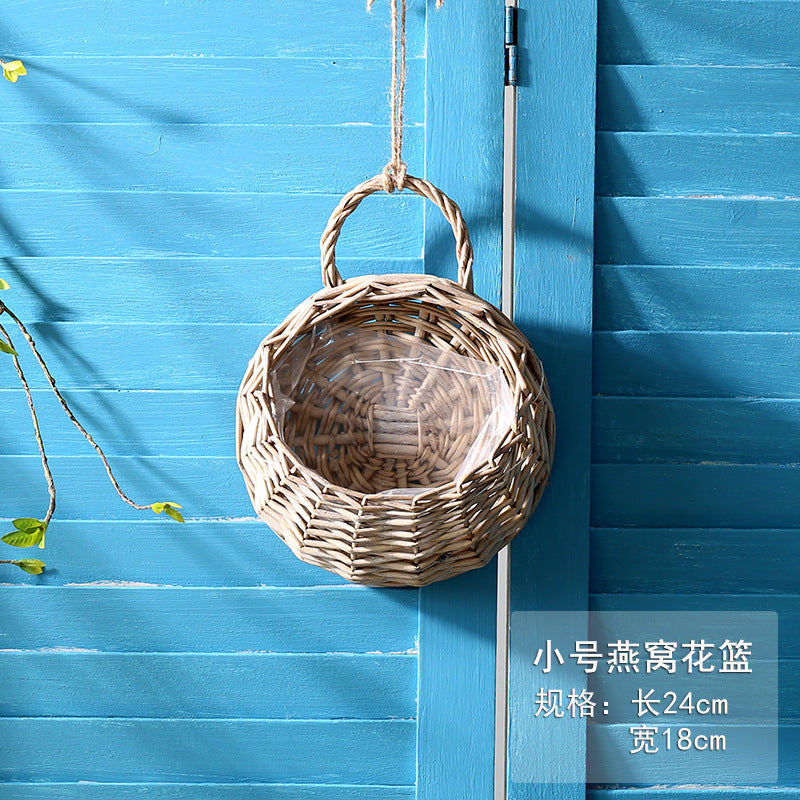 Wicker Wall-Mounted Hanging Basket for Flowers & Plants Wicker Wall Planter Oasis Select Do the old color 18cm