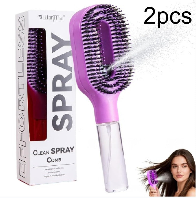 2-in-1 Spray Comb Hairbrush with Scalp Massage & Mist Bottle Spray Comb Hairbrush Oasis Select Pink 2PCS