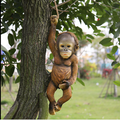 Small Monkey Resin Garden Statue | Outdoor Décor Figurine Garden Resin Figurine Oasis Select Black
