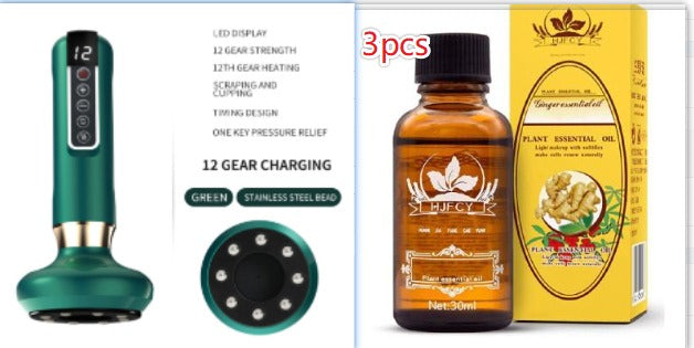 Electric Vacuum Cupping Massager with Infrared Heat & Gua Sha Vacuum Cupping Massager Oasis Select Green set2 12speed charging A15, USB
