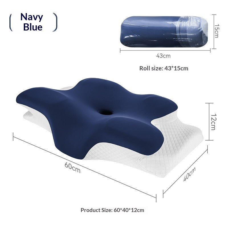 Slow Rebound Memory Foam Pillow – Ergonomic Cervical Support Memory Foam Pillow Oasis Select Navy Blue 60X40X12cm