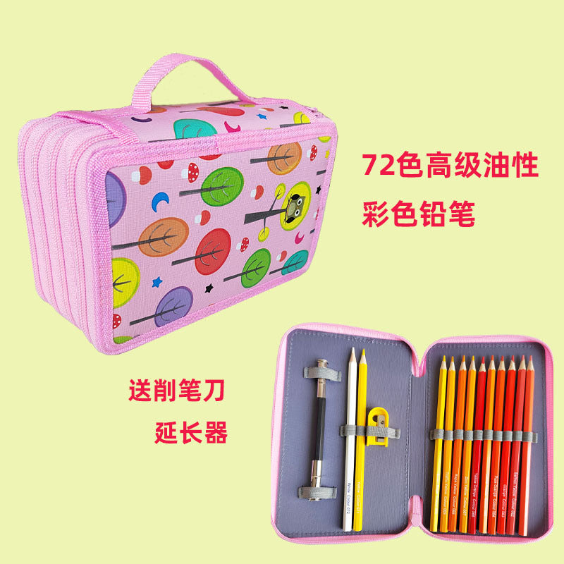 72-Color Premium Oil-Based Colored Pencil Set with Carry Case Colored Pencil Set Oasis Select 72 colors / 72-color advanced oily color lead pink bag