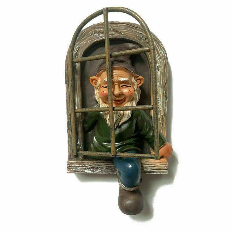 Elf Out The Door Garden Gnome Statue | Tree Hugger Decor Garden Gnome Statue Oasis Select