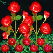 Color-Changing Solar Garden Rose Lights – Set of 5 Solar Garden Lights Oasis Select Red 5 flowers