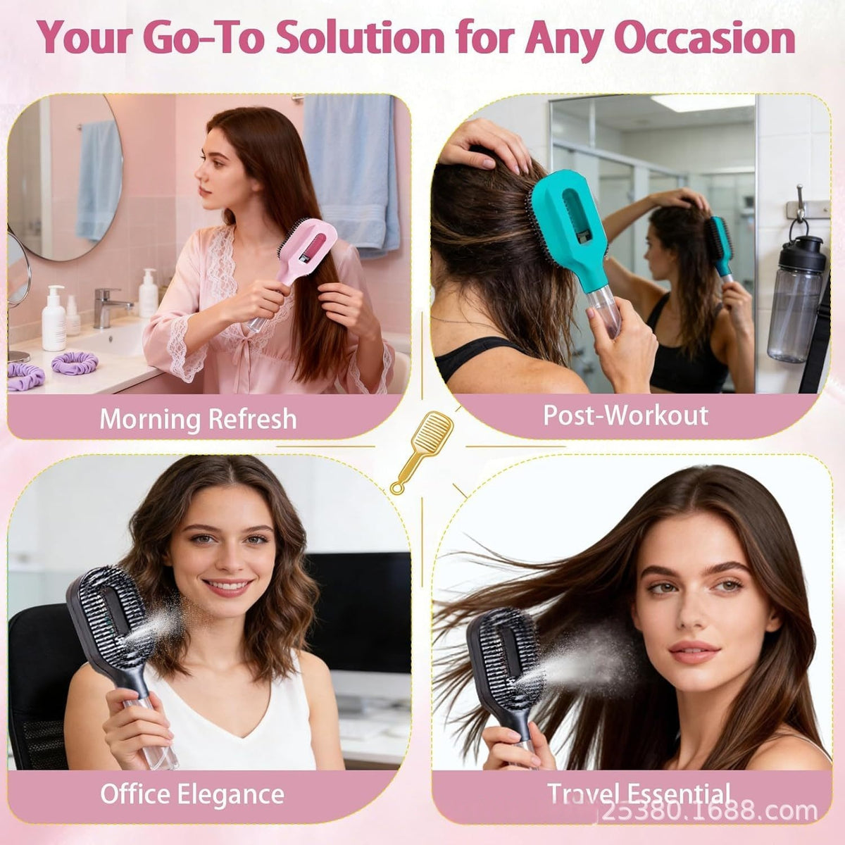 2-in-1 Spray Comb Hairbrush with Scalp Massage & Mist Bottle Spray Comb Hairbrush Oasis Select
