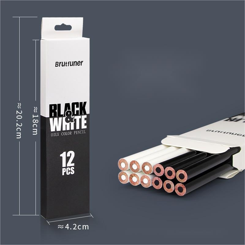 12-Piece Oil-Based Double Color Pencils Set | Black & White Colored Pencil Set Oasis Select 12pcs