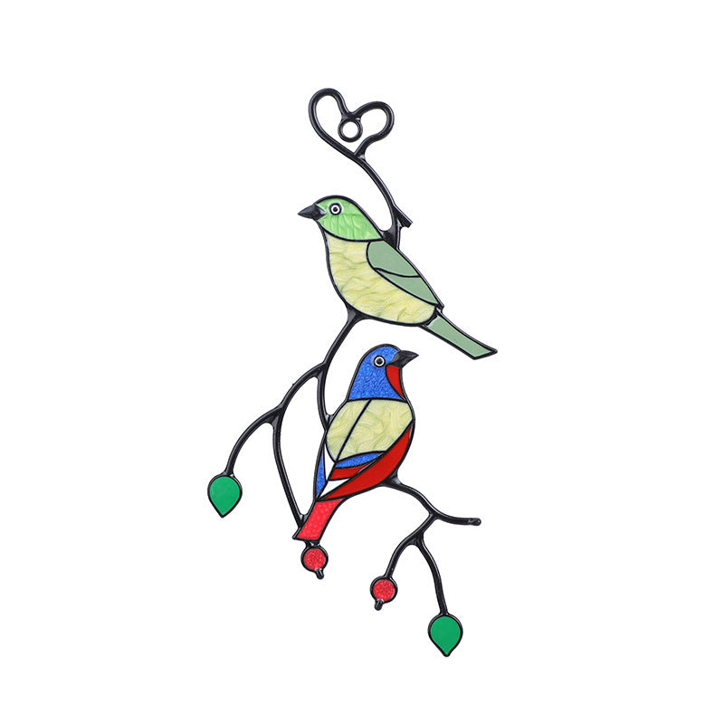 Colorful Metal Bird Pendant Ornament | Home Decor Gift Decorative Bird Ornament Oasis Select Two Branch Birds