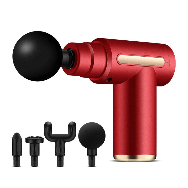 USB Mini Massage Gun with LED Display & 4 Heads Percussion Massage Gun Oasis Select BX720 Red 6 Gear Button 1200mAh