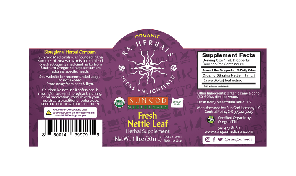 Organic Fresh Nettle Leaf Tincture | Ra Herbals Liquid Extract Herbal Tincture Oasis Select