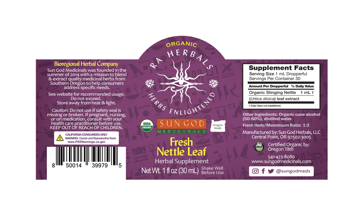 Organic Fresh Nettle Leaf Tincture | Ra Herbals Liquid Extract Herbal Tincture Oasis Select