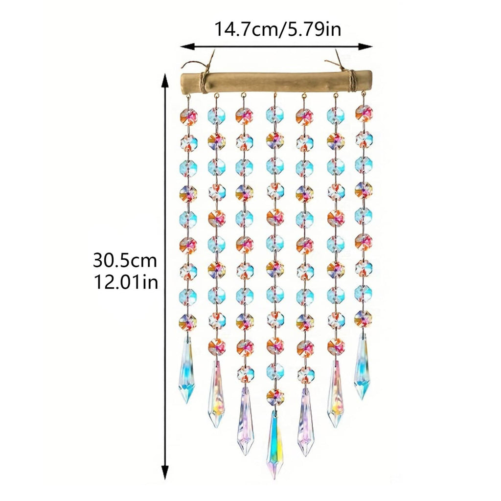 Crystal Wind Chime with Wooden Sticks – Colorful Home Decor Crystal Wind Chime Oasis Select