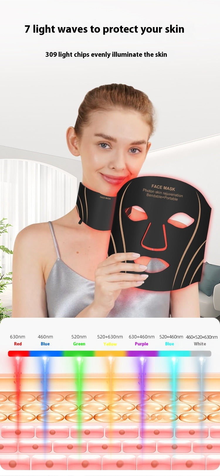 LED Red Light Silicone Facial Mask – 3 Modes | Oasis Select LED Facial Mask Oasis Select