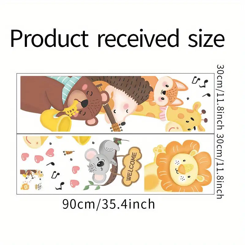 Cartoon Animal Wall Stickers for Kids' Rooms – 2 Sheets PVC Kids Wall Stickers Oasis Select