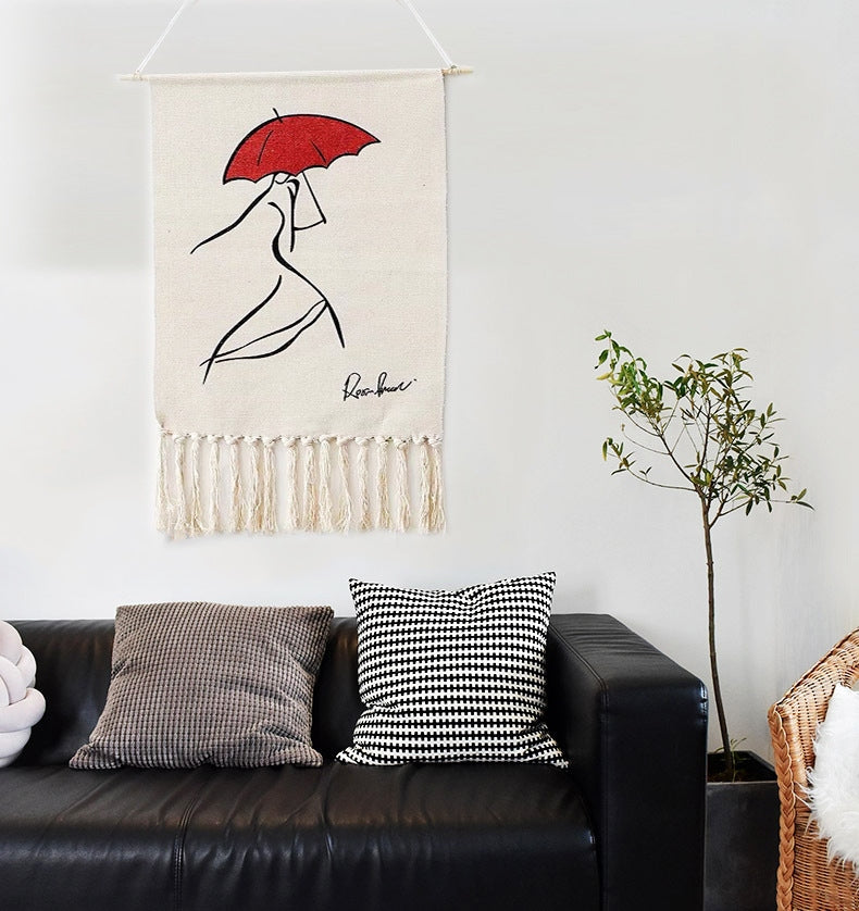 Nordic Woven Tapestry Wall Hanging with Fringe | 50x70cm Decorative Wall Tapestry Oasis Select