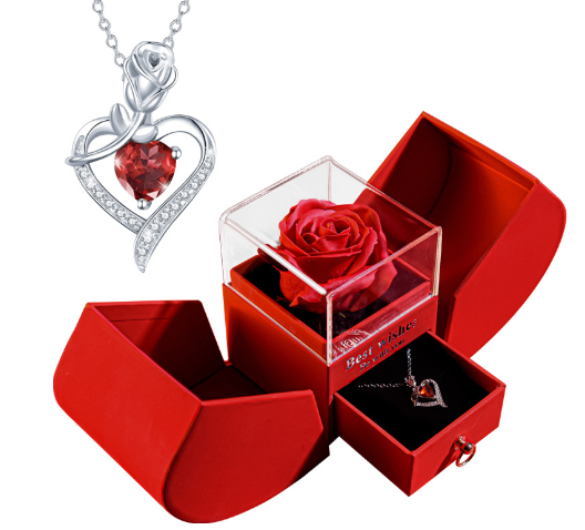 White Gold Necklace with Real Rose – Elegant Pendant Rose Pendant Necklace Oasis Select