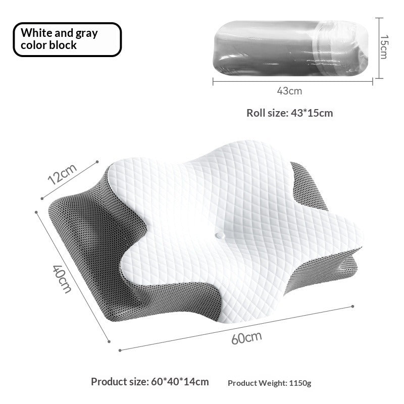 Slow Rebound Memory Foam Pillow – Ergonomic Cervical Support Memory Foam Pillow Oasis Select Mesh Gray And White 60X40X12cm