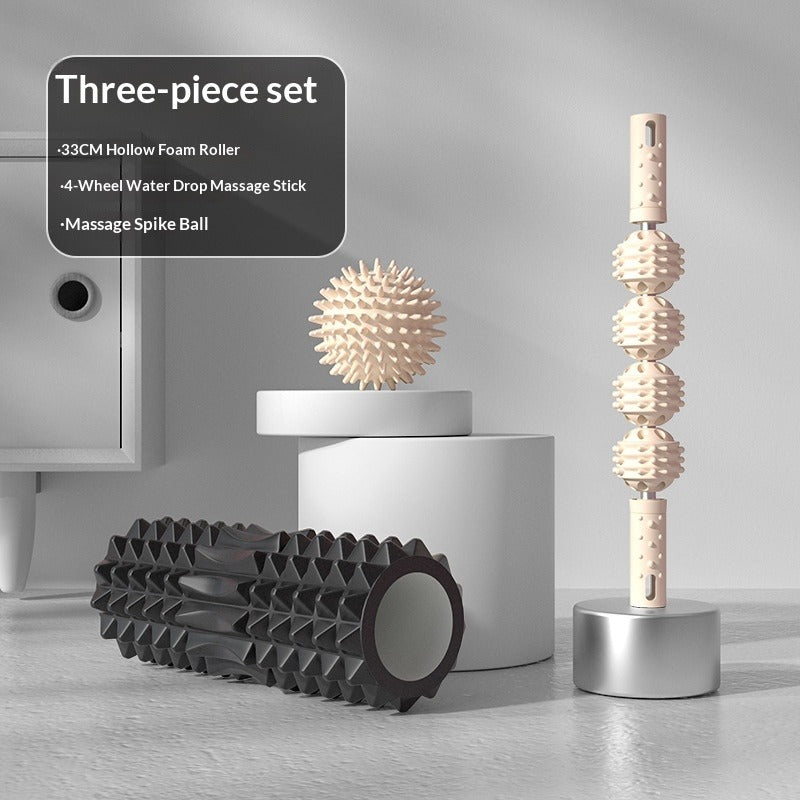 Dual-Zone Foam Roller Set – Massage Stick & Spike Ball Foam Roller Set Oasis Select Black 33cm Hollow