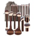 20-Piece Brown Aluminum Makeup Brush Set with Pouch Makeup Brush Set Oasis Select Coffee Brown Standard