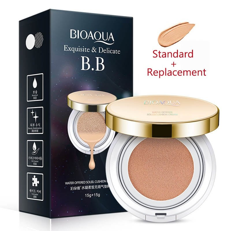 Bioaqua Air Cushion BB Cream – 3-Shade Concealer Foundation Air Cushion BB Cream Oasis Select Natural color plus Natural color 15g+ replace 15g