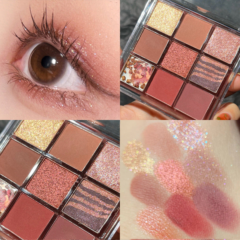 DIKALU Sunset Glow 9-Color Eyeshadow Palette | Matte & Shimmer Eyeshadow Palette Oasis Select 06# rum Velvet