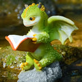 Cartoon Dinosaur Reading Book Resin Figurine | Home Décor Resin Figurine Oasis Select
