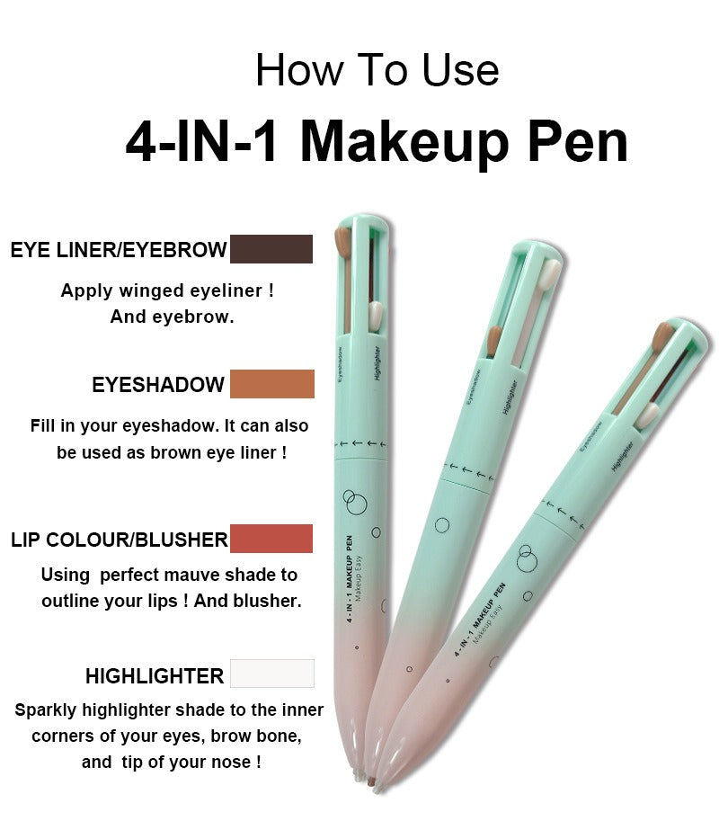 4-in-1 Cosmetic Pencil – Lip Liner, Eyeliner & Brow Cosmetic Makeup Pencil Oasis Select