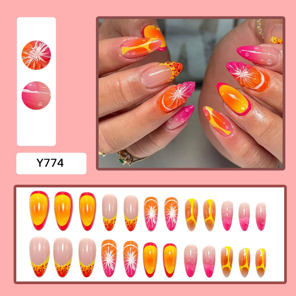 3D Resin Almond Press-On Nails | Jelly Design, Reusable Kit Press-On Nail Set Oasis Select