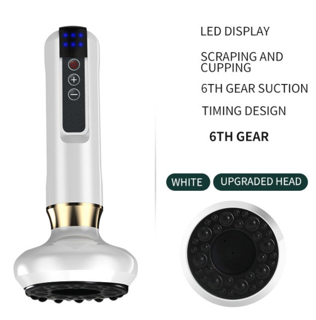 Electric Vacuum Cupping Massager with Infrared Heat & Gua Sha Vacuum Cupping Massager Oasis Select White 6speed charging, USB