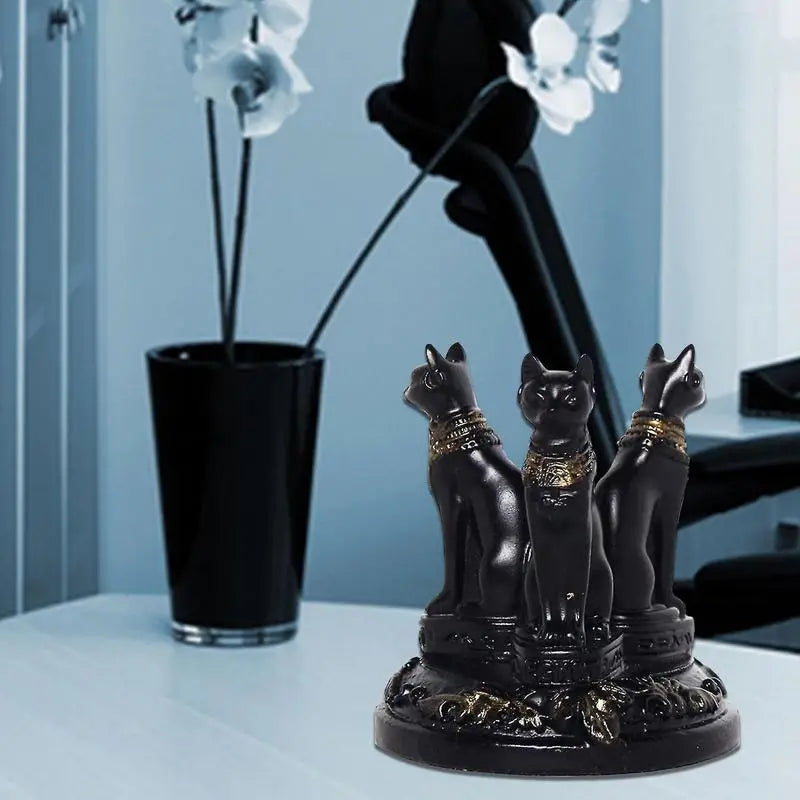 Bastet Cat Goddess Statue with Crystal Base | Egyptian Decor Decorative Figurine Oasis Select