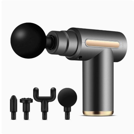 USB Mini Massage Gun with LED Display & 4 Heads Percussion Massage Gun Oasis Select BX720 Grey 6 Button 1500mAh